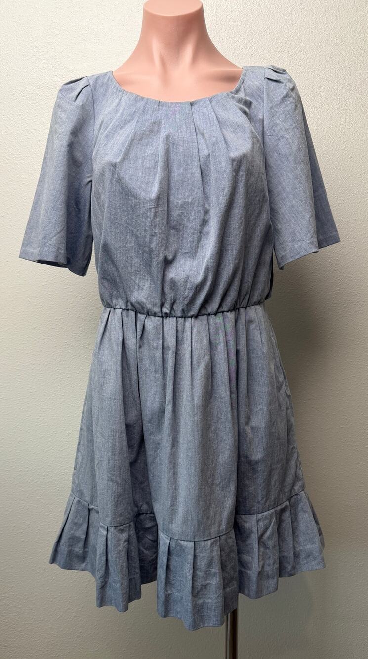 3.1 Phillip Lim Blue Chambray Ruffle Dress Women US 4